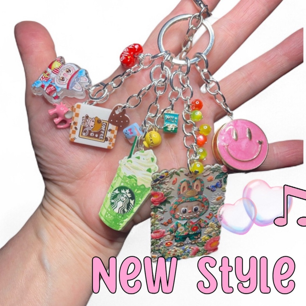 Starbucks Keychain with Colorful Charms